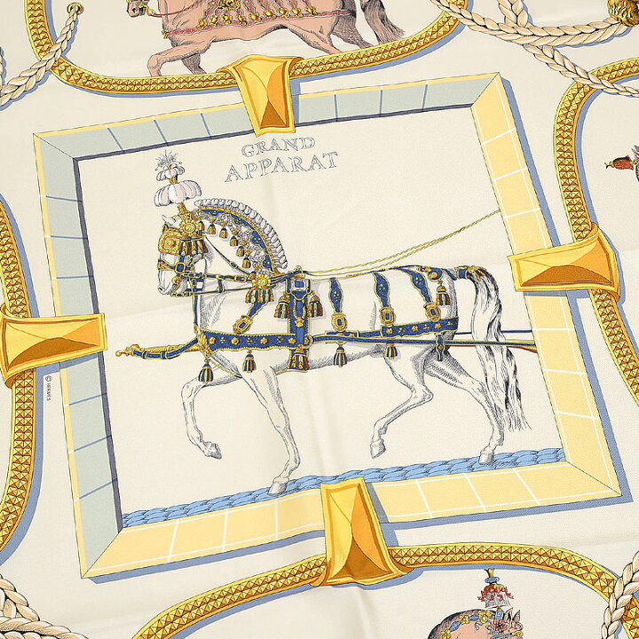 楽天市場】エルメス カレ90 スカーフ グランアパラ 盛装の馬 クリーム  