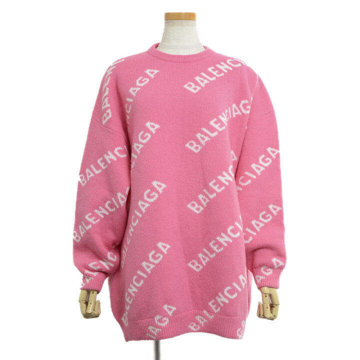 中古】balenciaga総柄ロゴトップス ピンク - メルカリ｜長袖 