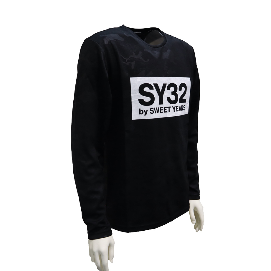 SY32 sy32 by SWEET YEARS エスワイサーティトゥバイスィートイヤーズ スウィートイヤーズ メンズ ロングTシャツ 長袖Tシャツ  ENNBOS CAMO BOX LOGO L/S TEE TNS1729 | ブランドプラネット