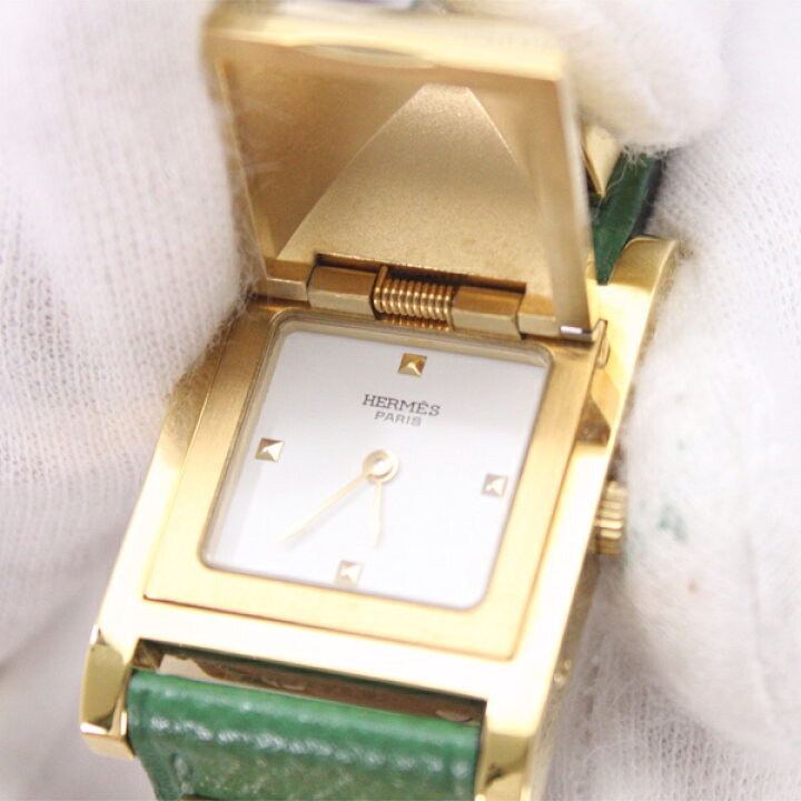 楽天市場】美品 HERMES エルメス メドール レディース時計 GPx革 