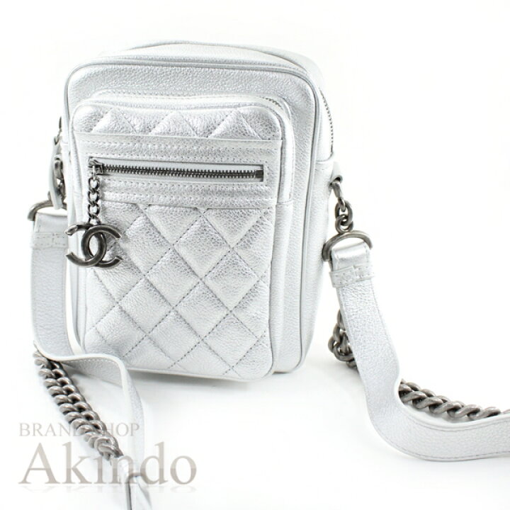 楽天市場 シャネル ショルダーバッグ マトラッセ 光沢シルバー メタリック キャビアスキン 斜め掛け ヴィンテージ加工金具 箱 G付き レザー Chanel プレゼント ギフト メンズ レディース 新品同様 中古 Brandshop Akindo 質屋あきんど