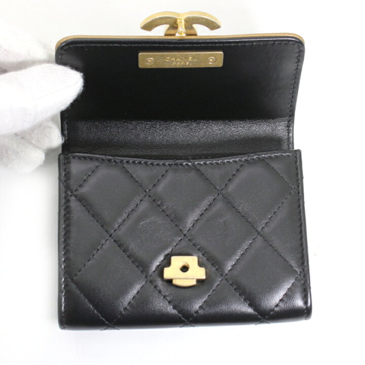 楽天市場】CHANEL シャネル カードケース コインケース ラムスキン 黒 