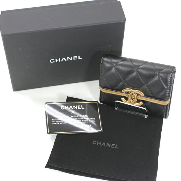 楽天市場】CHANEL シャネル カードケース コインケース ラムスキン 黒  