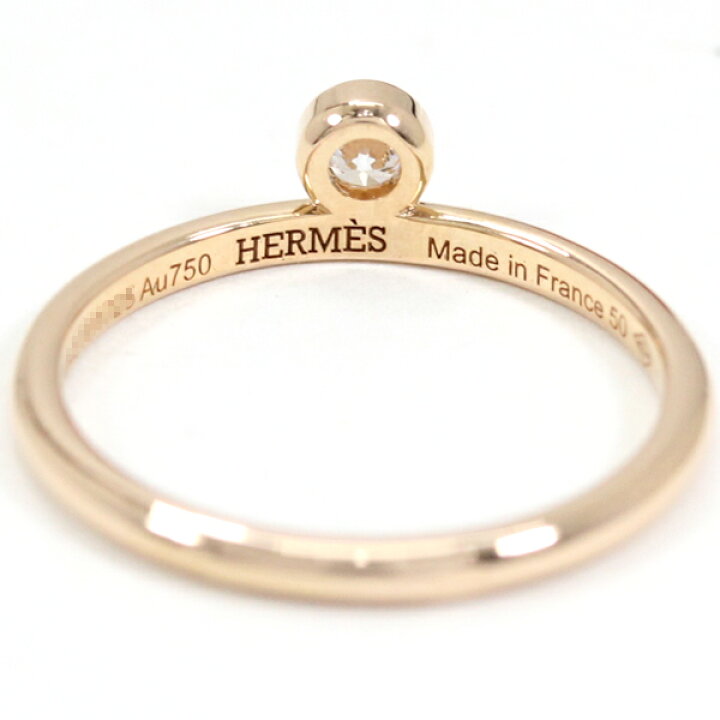 楽天市場】HERMES リング・ドゥ・エルメス 1P ダイヤモンド K18 PG #50 
