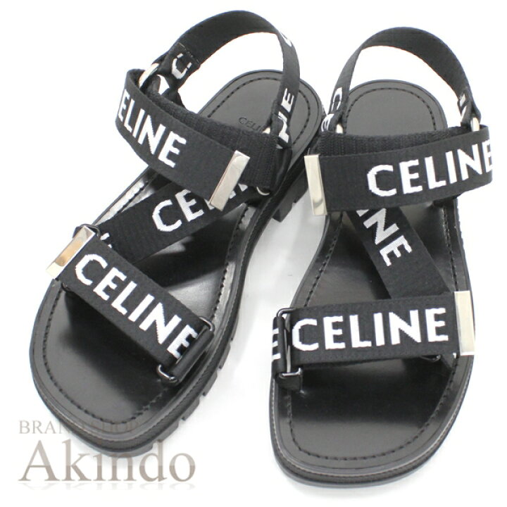 楽天市場】セリーヌ CELINE レオ ストラッピー サンダル 黒 ブラック 