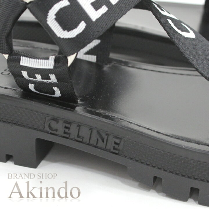 楽天市場】セリーヌ CELINE レオ ストラッピー サンダル 黒 ブラック  