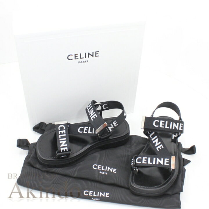 楽天市場】セリーヌ CELINE レオ ストラッピー サンダル 黒 ブラック  