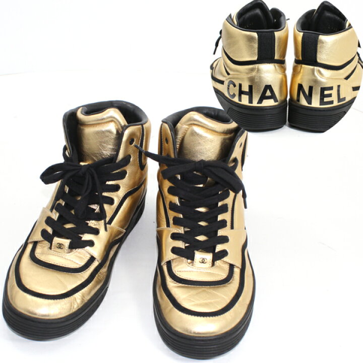 楽天市場】シャネル ハイカット スニーカー #42 CHANELロゴプリント 