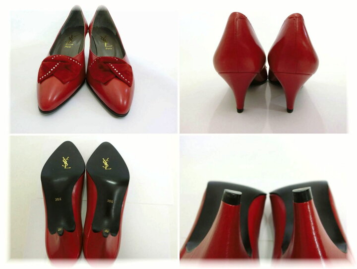 YSL イヴサンローラン レア パンプス 36 ローヒール レザー サンローラン 