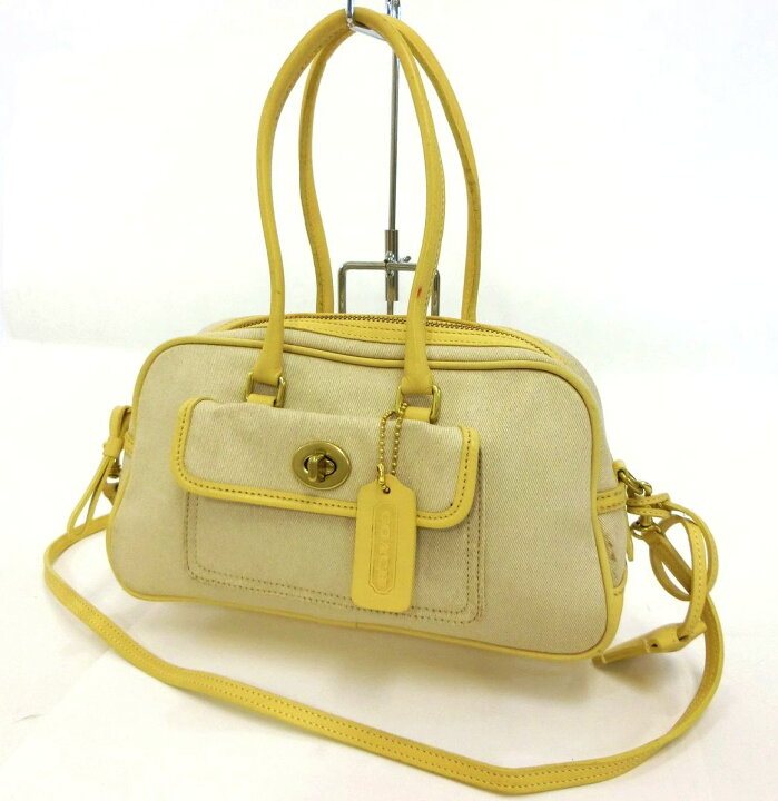 楽天市場】COACH・コーチ キャンバス×レザー ハンド／ショルダーバッグ 