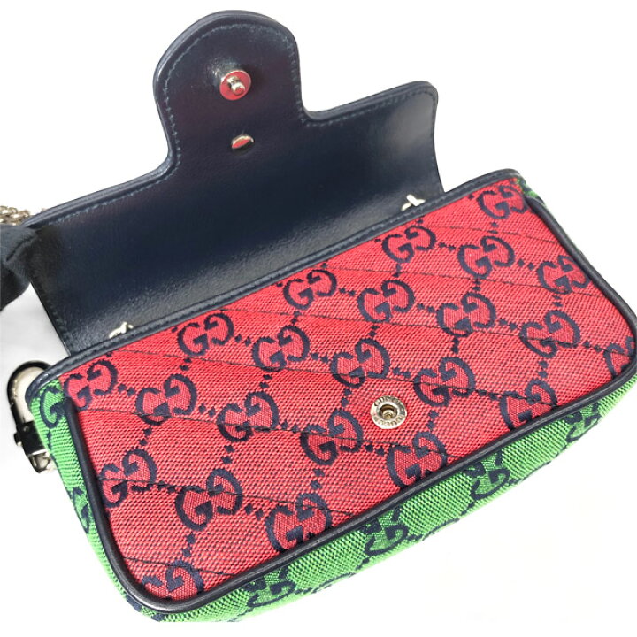 楽天市場】【中古】 グッチ マルチカラー ショルダー GGマーモント 