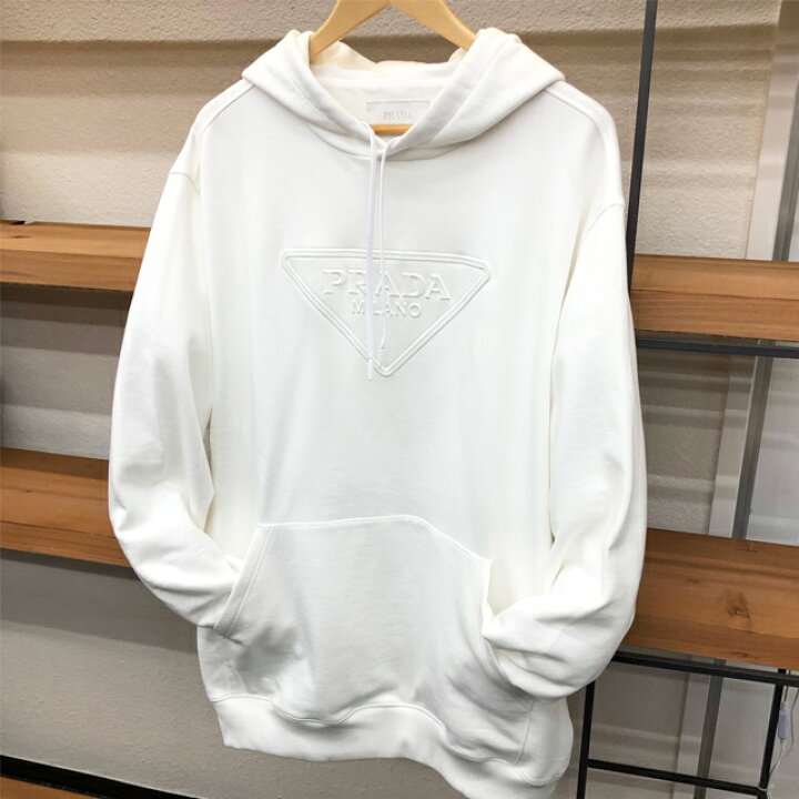 楽天市場】【中古】 プラダ メンズ ロゴ パーカー ホワイト S ビッグ 
