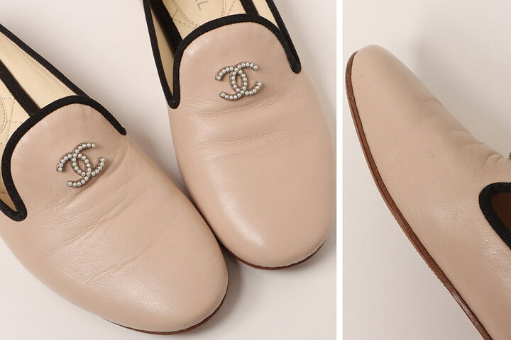 楽天市場】 シャネル CHANEL オペラシューズ ココ レザー ベージュ  