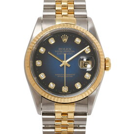 ロレックス ROLEX デイトジャスト 16233G コンビ SS/YG 10Pダイヤ ブルーグラデーション文字盤 T番 メンズ 自動巻 時計 【中古】