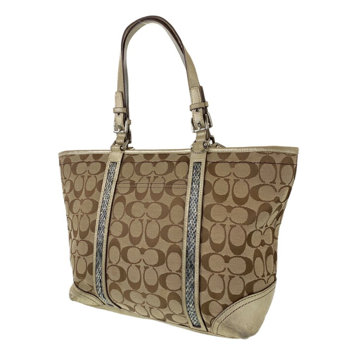 楽天市場】COACH コーチ シグネチャー ブラウン レザー /キャンバス  