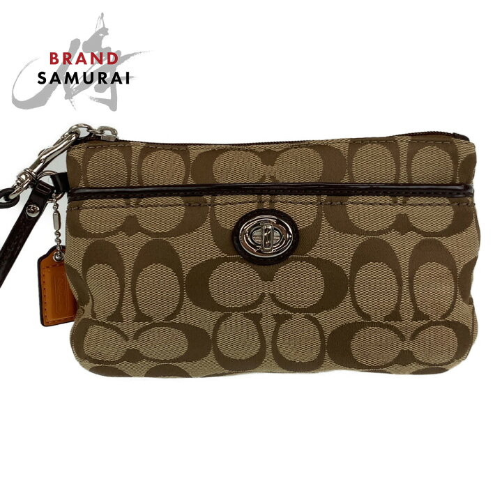 楽天市場】美品 COACH コーチ シグネチャー ベージュ シルバー金具  