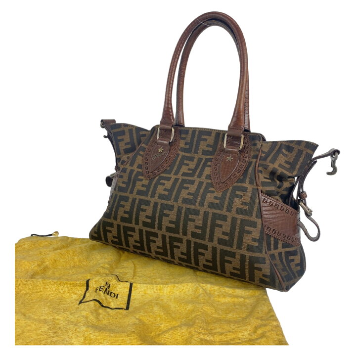 楽天市場】FENDI フェンディ ズッカ柄 エトニコ ブラウン キャンバス  