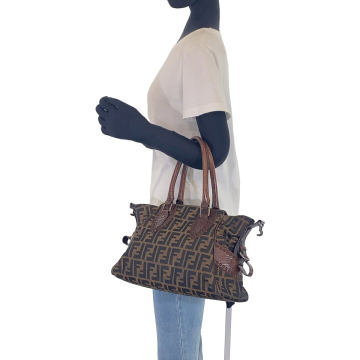 楽天市場】FENDI フェンディ ズッカ柄 エトニコ ブラウン キャンバス  