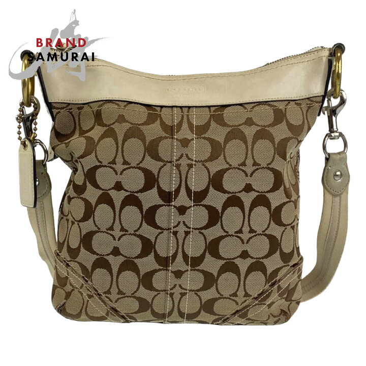 楽天市場】COACH コーチ シグネチャー ベージュ ブラウン ゴールド金具  