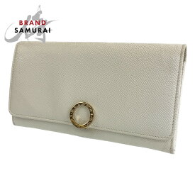 BVLGARI ブルガリ ラージウォレット アイボリー ホワイト 白 レザー 長財布 ロングウォレット レディース 404032 【中古】