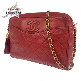 CHANEL シャネル ヴィンテージ マトラッセ ココマーク タッセル レッド 赤 ゴールド金具 ラムスキン チェーンショルダーバッグ 斜め掛け レディース 404215 【中古】