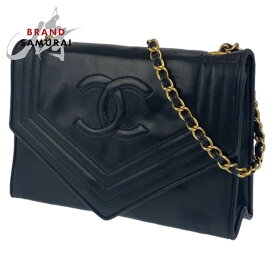 CHANEL シャネル ヴィンテージ アドモアゼル ココマーク ブラック 黒 ゴールド金具 ラムスキン ショルダーバッグ 斜め掛けバッグ レディース 404223 【中古】