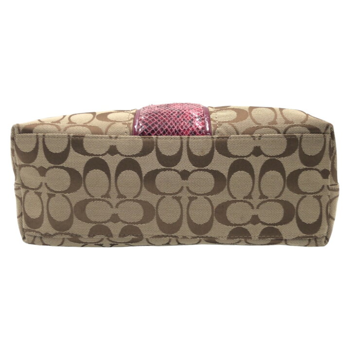 楽天市場】美品 COACH コーチ シグネチャー 型押し ブラウン ピンク 