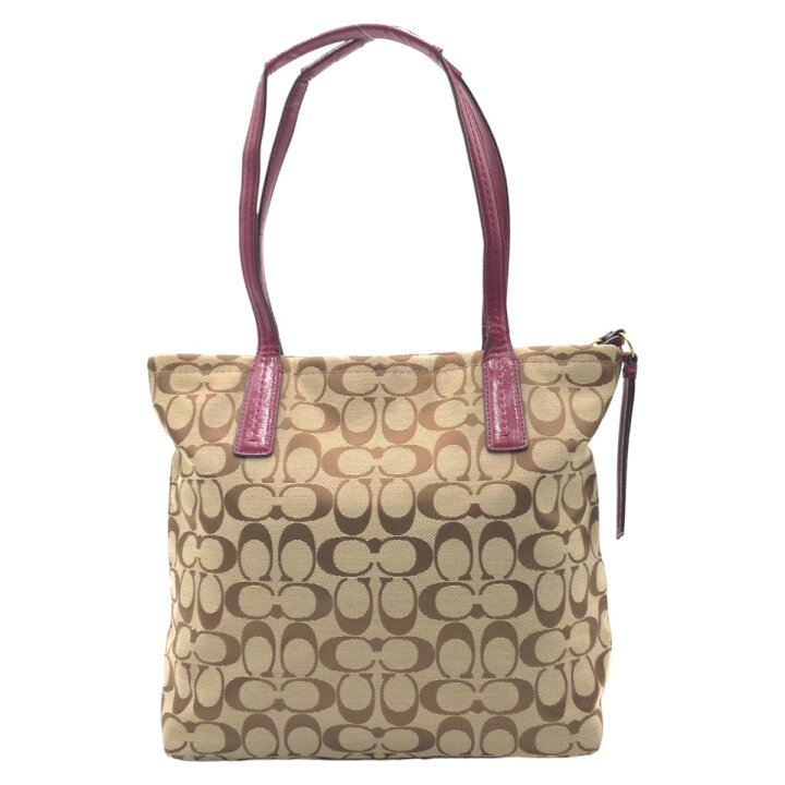 楽天市場】美品 COACH コーチ シグネチャー 型押し ブラウン ピンク 