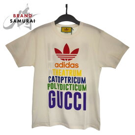 新品未使用 GUCCI グッチ GUCCI × adidas サイズXS ホワイト 白 マルチカラー コットン 717422XJEXJ9095 トップス ロゴプリント 男女兼用 メンズ 405487 【中古】【中古】