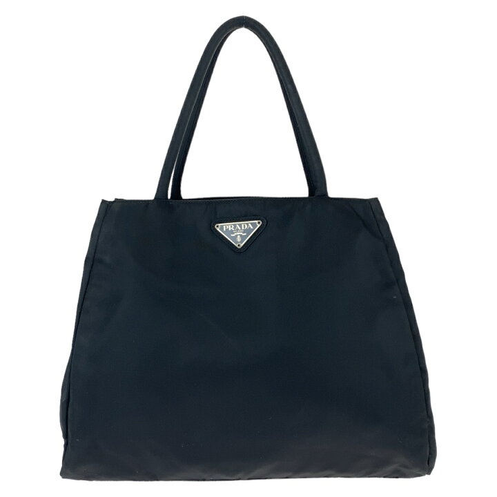 楽天市場】美品 PRADA プラダ テスート 三角ロゴプレート ブラック 黒  