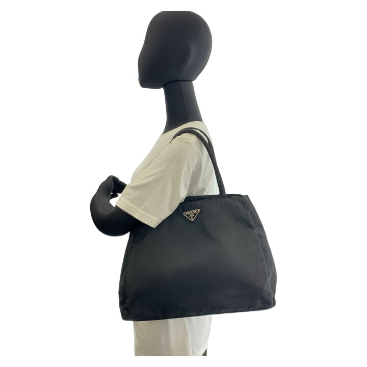楽天市場】美品 PRADA プラダ テスート 三角ロゴプレート ブラック 黒  