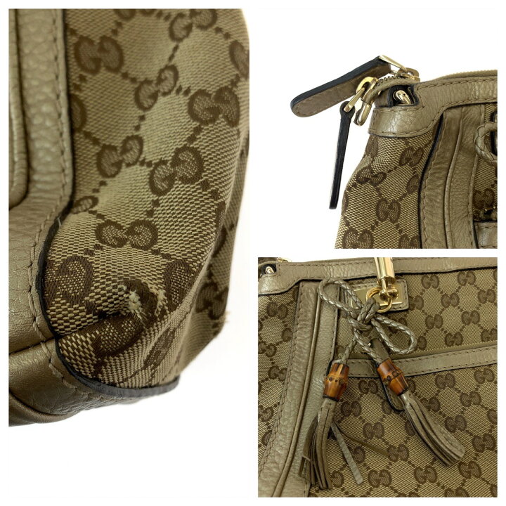 楽天市場】GUCCI グッチ ベラ バンブー リボン タッセル ブラウン 
