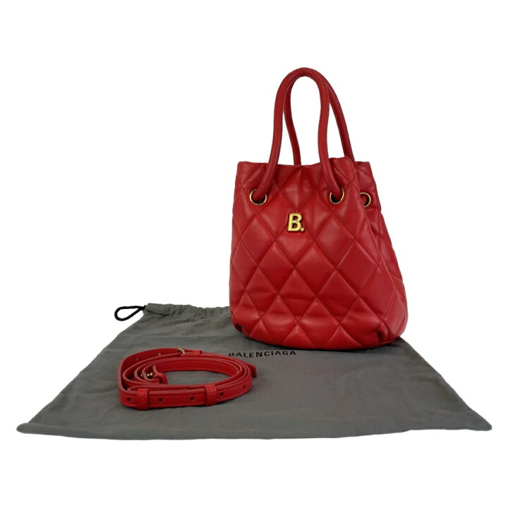 楽天市場】美品 BALENCIAGA バレンシアガ Bバケットバッグ レッド 