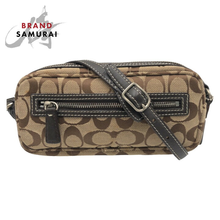 楽天市場】美品 COACH コーチ シグネチャー ブラウン キャンバス 6073 