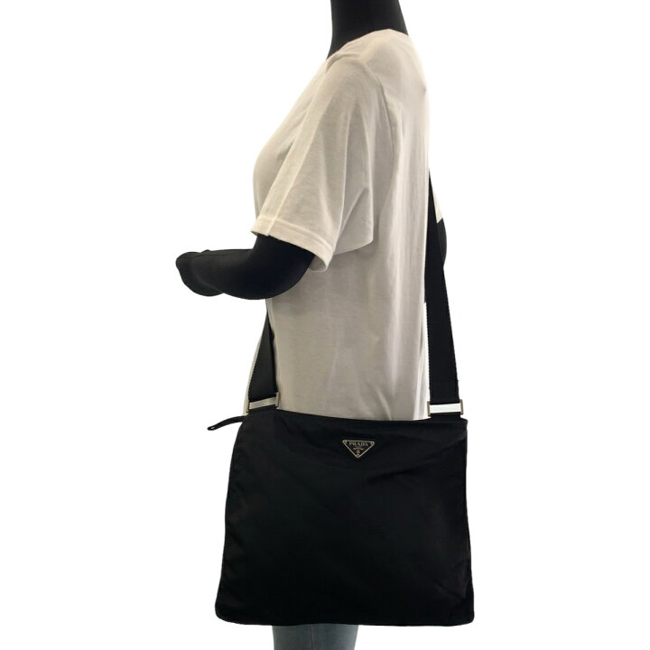 楽天市場】美品 PRADA プラダ テスート 三角ロゴプレート ブラック  