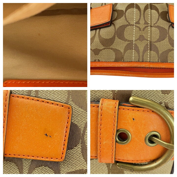 楽天市場】COACH コーチ シグネチャー オレンジ ベージュ ゴールド金具  