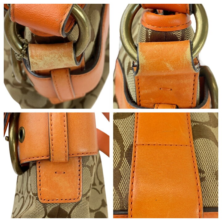 楽天市場】COACH コーチ シグネチャー オレンジ ベージュ ゴールド金具  