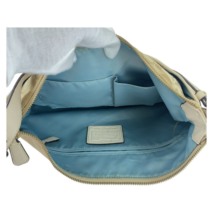 楽天市場】美品 COACH コーチ シグネチャー ベージュ ライトブルー 