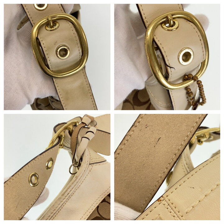 楽天市場】COACH コーチ シグネチャー ベージュ ホワイト ゴールド金具 