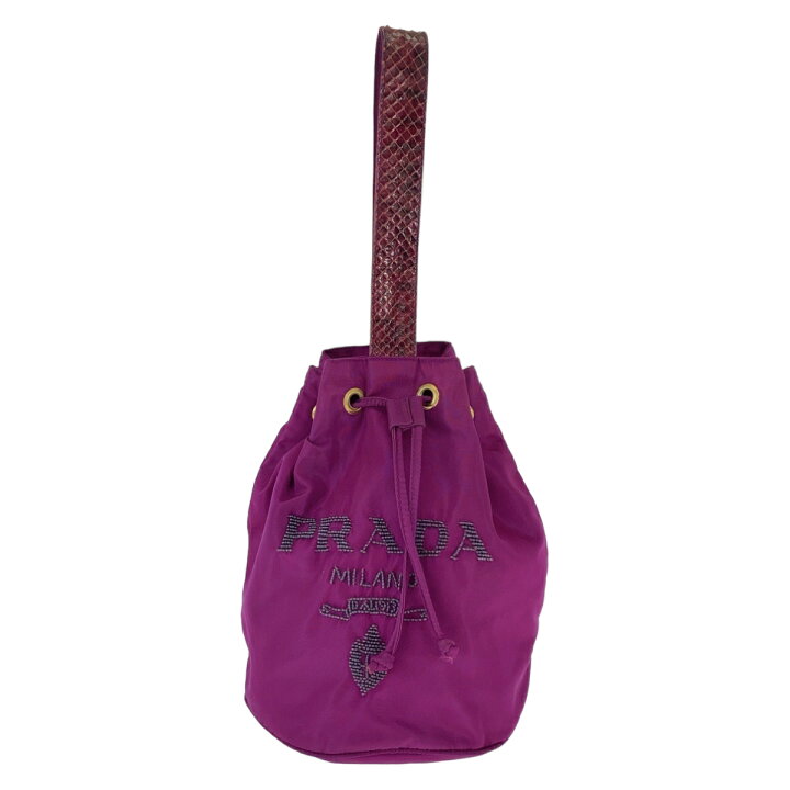 楽天市場】PRADA プラダ テスート ロゴ ビーズ パープル ゴールド金具  