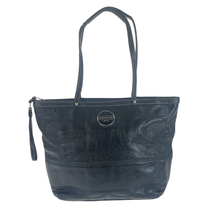 楽天市場】COACH コーチ ビッグシグネチャー ブラック シルバー金具 
