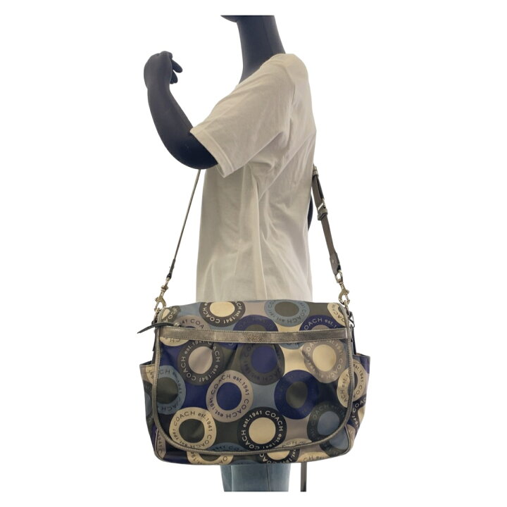 楽天市場】美品 COACH コーチ スナップヘッド ブルー マルチカラー  