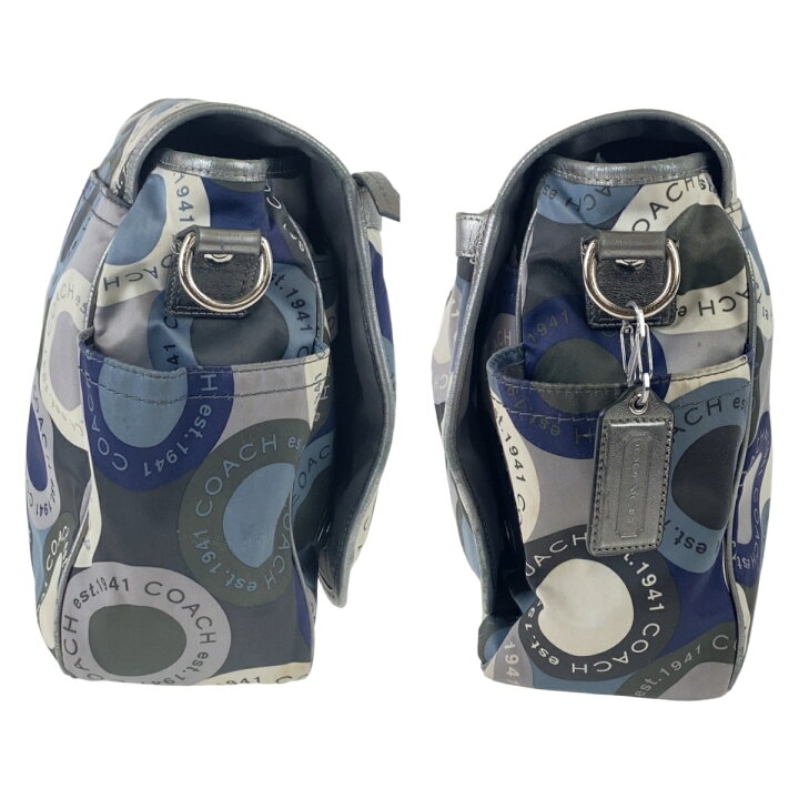 楽天市場】美品 COACH コーチ スナップヘッド ブルー マルチカラー  