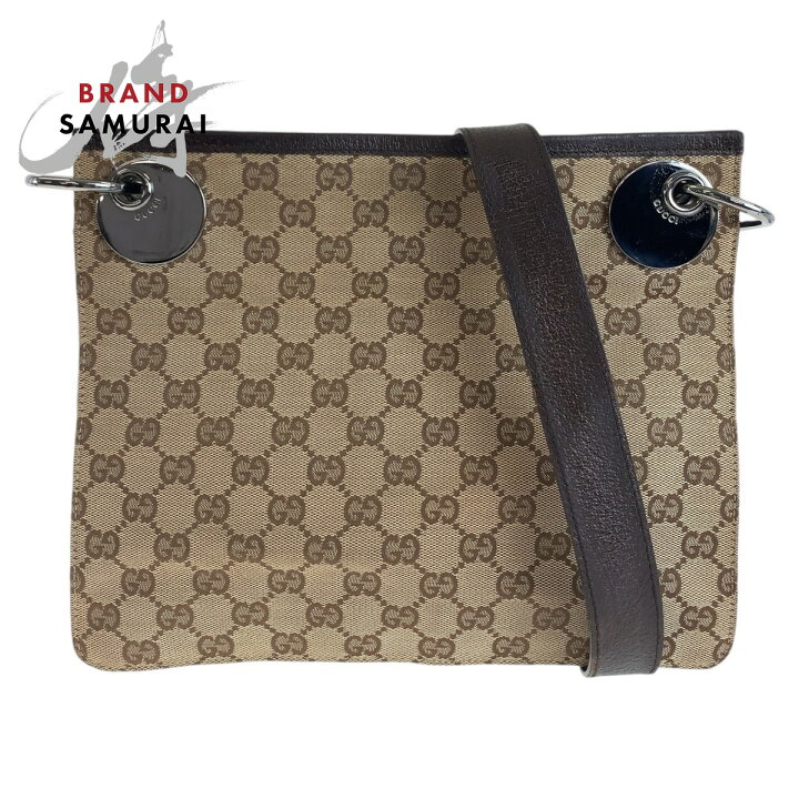 楽天市場】GUCCI グッチ ブラウン シルバー金具 /GGキャンバス /レザー 