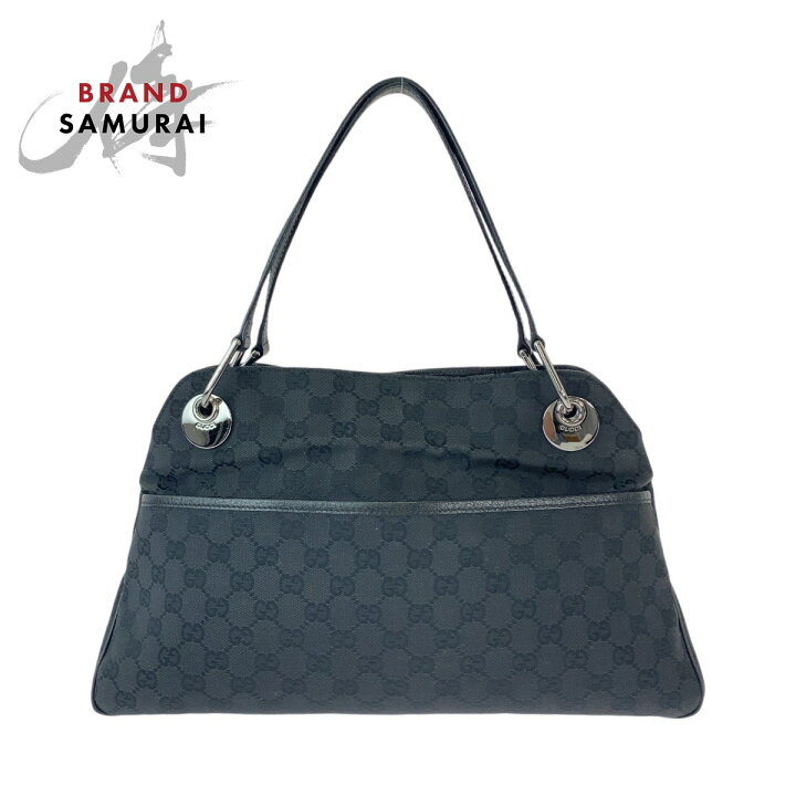 楽天市場】美品 GUCCI グッチ ブラック 黒 シルバー金具 GGキャンバス  