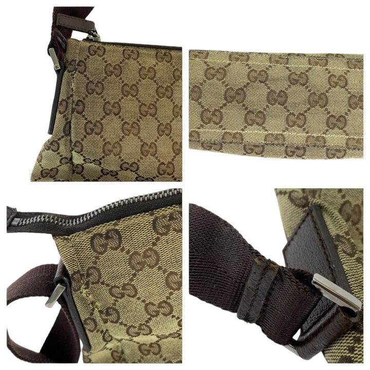 楽天市場】GUCCI グッチ ブラウン ベージュ シルバー金具 GGキャンバス  