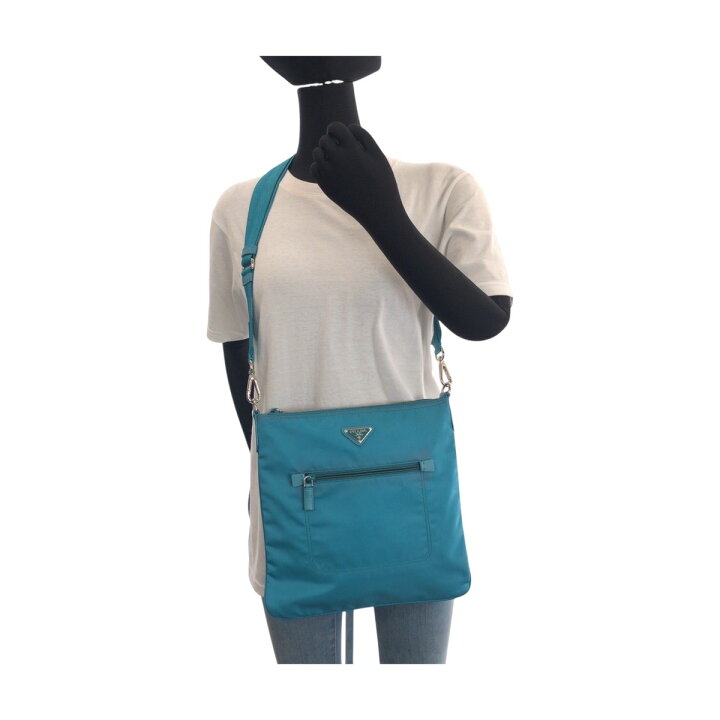 楽天市場】美品 PRADA プラダ テスート 三角ロゴプレート ライトブルー  