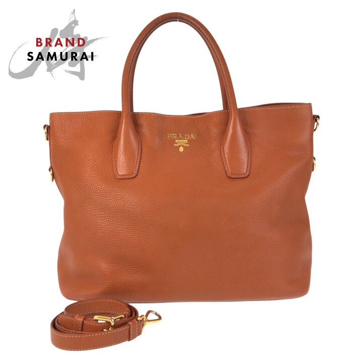楽天市場】美品 PRADA プラダ ヴィッテロダイノ ブラウン ゴールド金具 