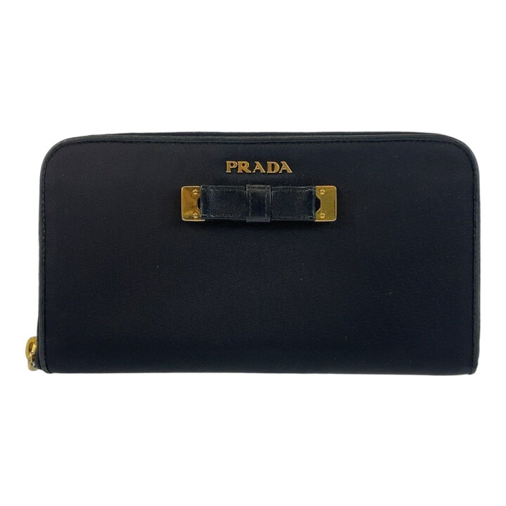 楽天市場】美品 PRADA プラダ リボン ブラック 黒 ゴールド金具 