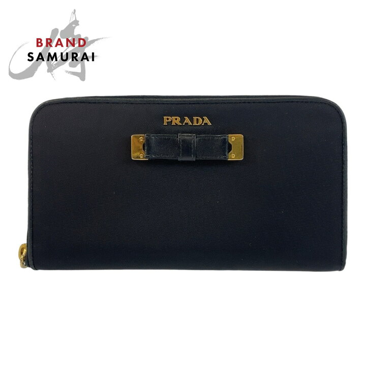 楽天市場】美品 PRADA プラダ リボン ブラック 黒 ゴールド金具 